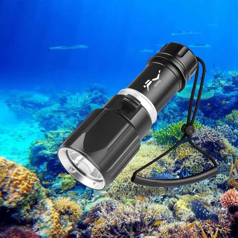 WINDFIRE Dive Lights Scuba Diving Flashlight, 5000LM Scuba Dive Light Rechargeable, IPX8 Waterproof Flashlight Underwater Lights, 3 Modes Diving Torch with Power Indicator for Night Diving