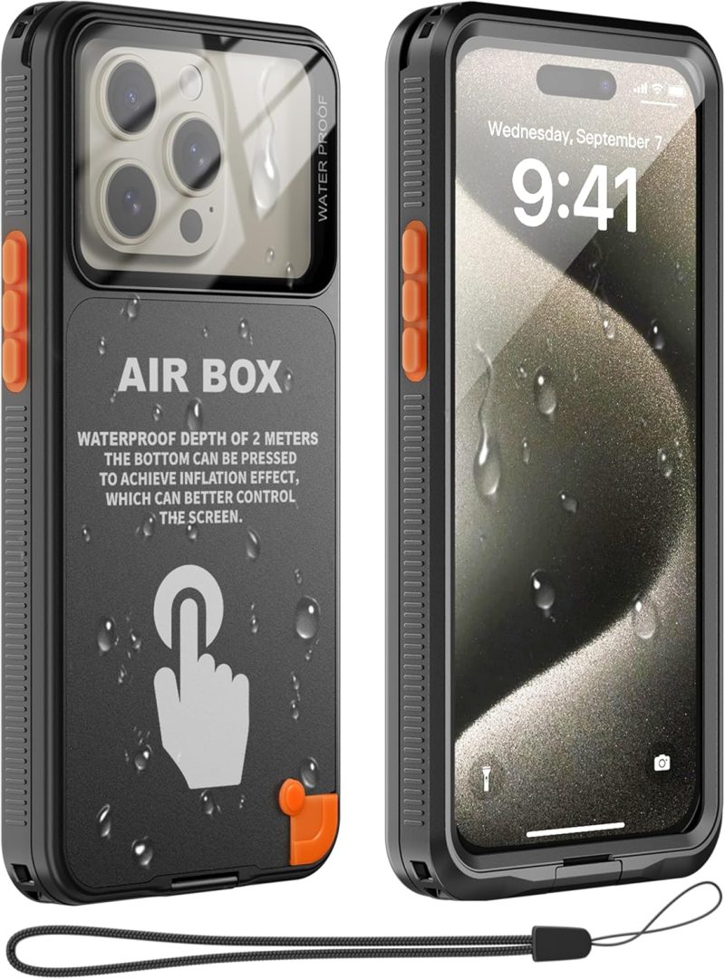 Mitywah Waterproof Case for iPhone, Underwater Snorkeling Diving Phone Case for iPhone 15 14 13 12 /15Pro 14Pro 13Pro 12Pro, HD Underwater Photography Snorkeling Case Travel Essentials Black