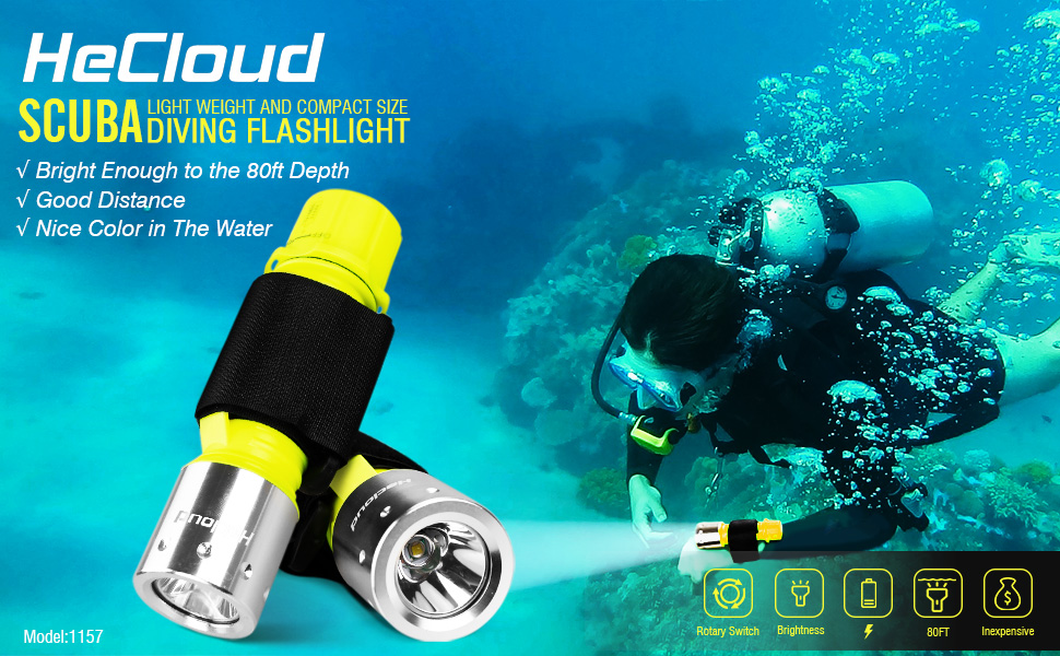 hecloud dive light waterproof flashlight